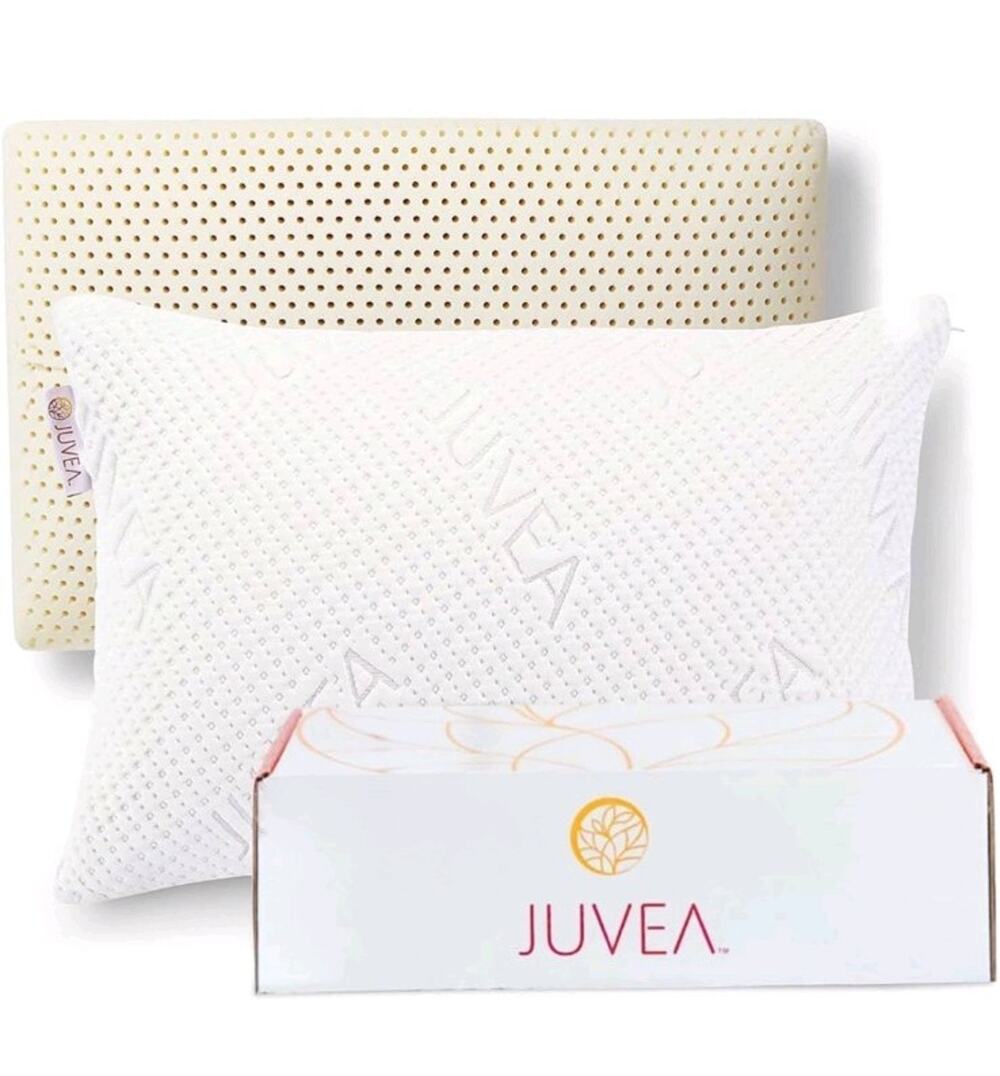 JUVEA Elevate High-Profile Latex Pillow, Organic Cotton Cover, King